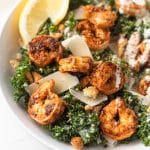 Kale Caesar Salad with Blackened Shrimp