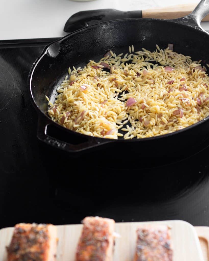 Creamy Parmesan Orzo and Salmon