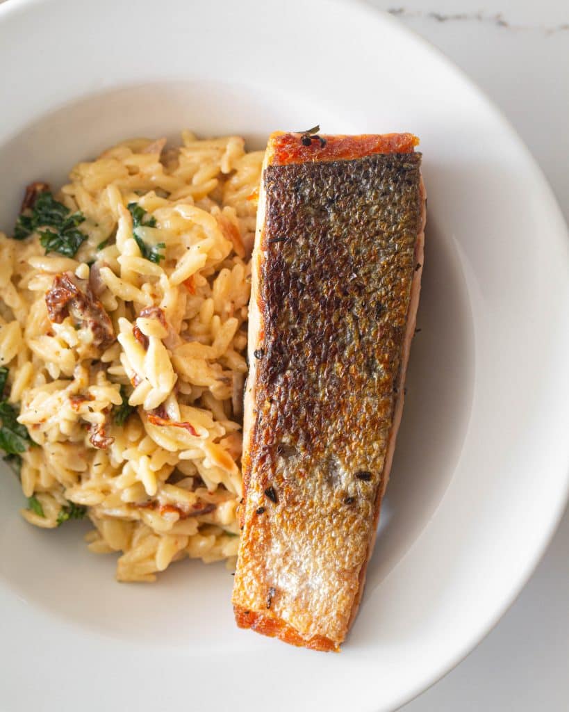 Creamy Parmesan Orzo and Salmon